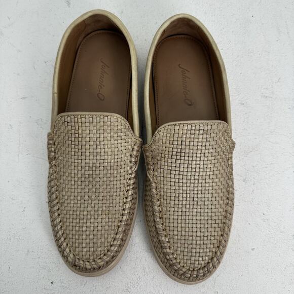 Johnnie-O La Jolla Woven Leather Loafter Moccasin Shoes Taupe Men\'s Size 8 main image 7